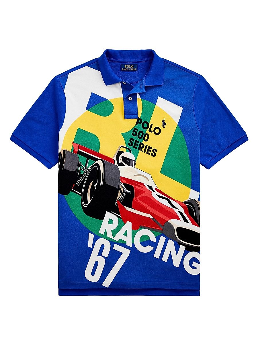 Men's Classic-Fit Mesh Graphic Polo Shirt - Posterprint - Size Small