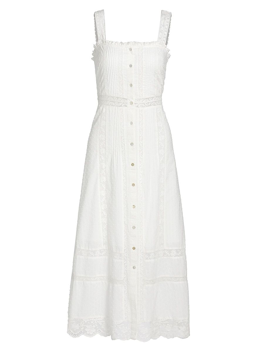 Women's Judalon Swiss Dot Cotton Midi-Dress - Optic White - Size 12
