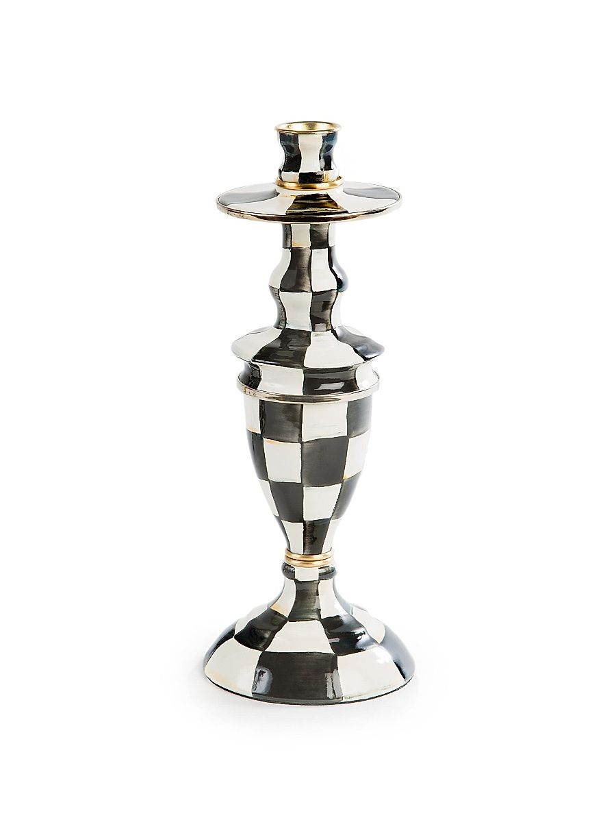 Courtly Check Medium Enamel Candlestick