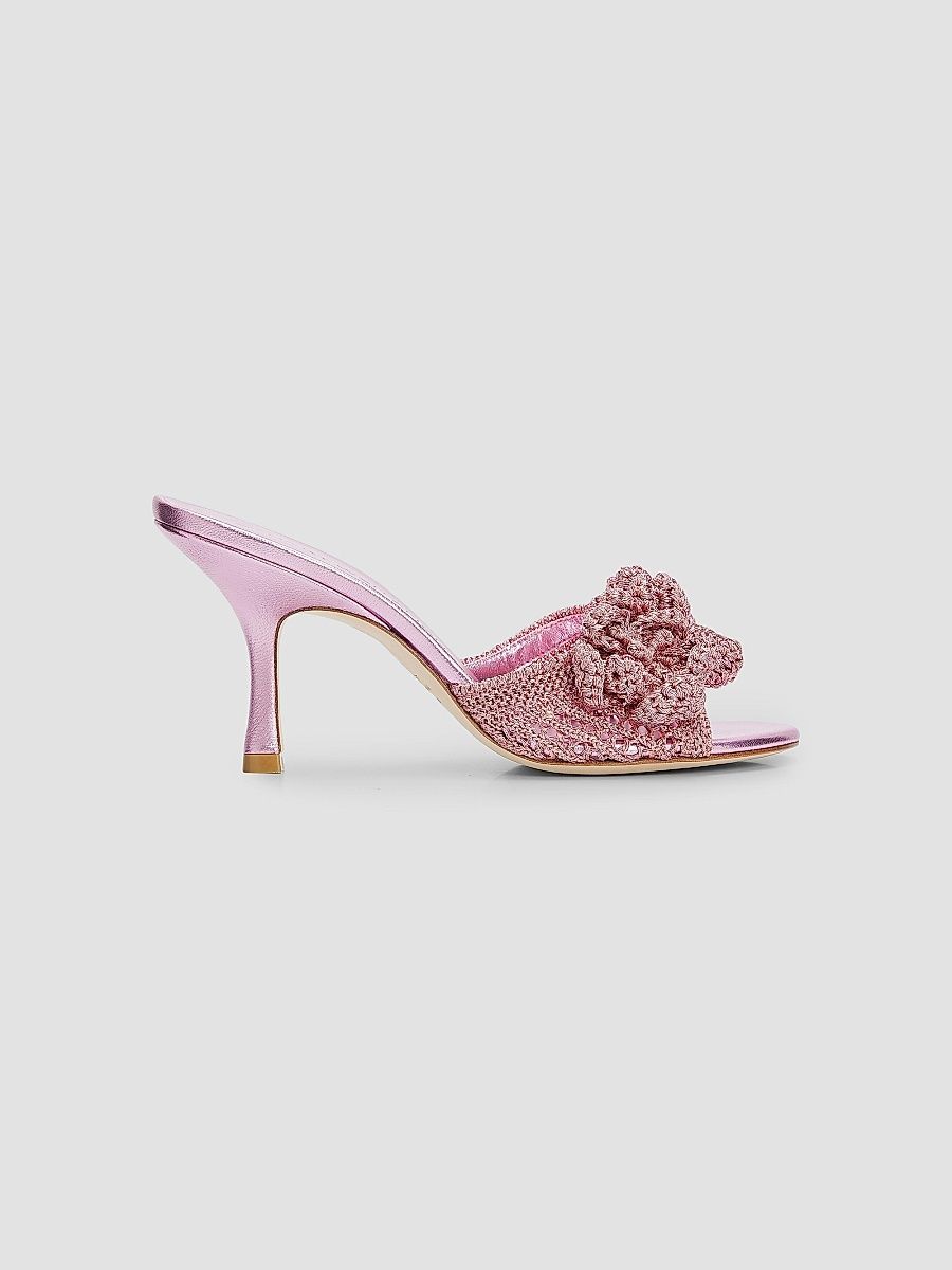 Stuart Weitzman Women's Lotus 85MM Crochet Sandals - Soft Rose - Size 7.5