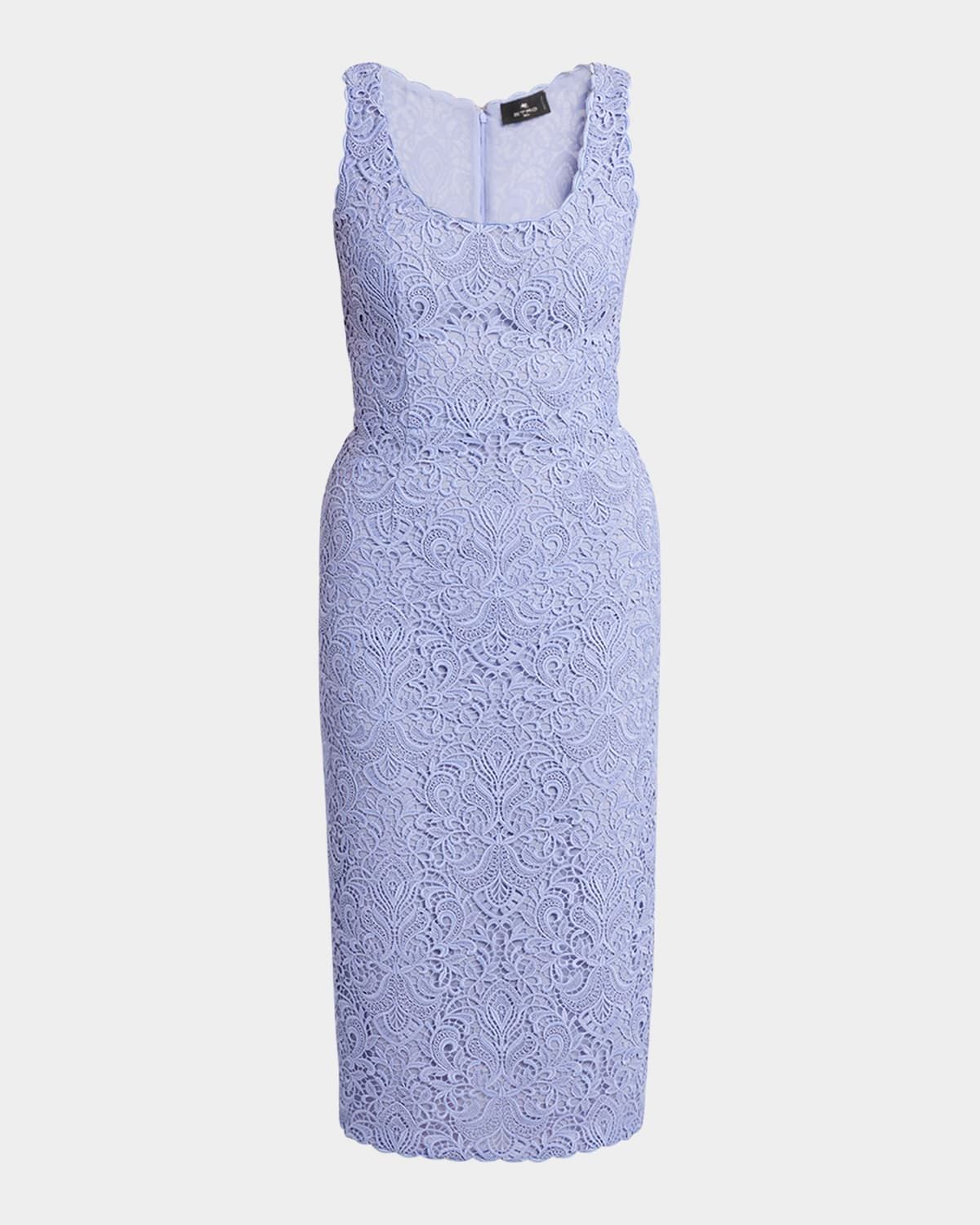 Lace Square-Neck Sheath Midi Dress