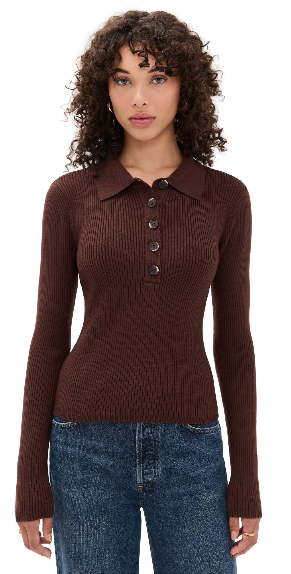 Joe's Jeans The Lisa Polo Sweater Chocolate S