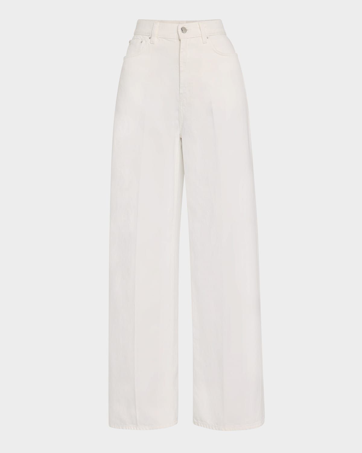 High-Rise Straight-Leg Press-Creased Denim Jeans