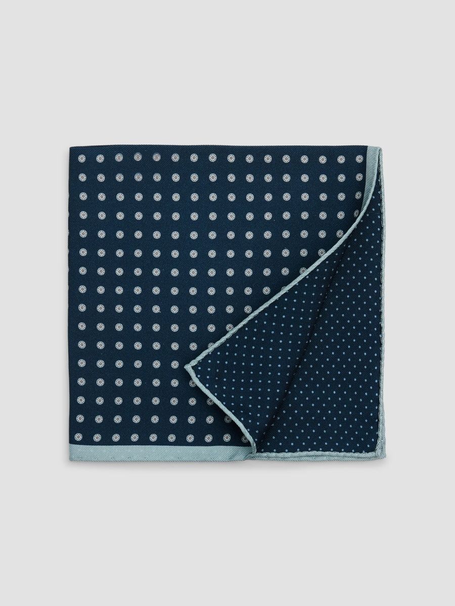 Canali Men's Dotted Silk Pocket Square - Navy