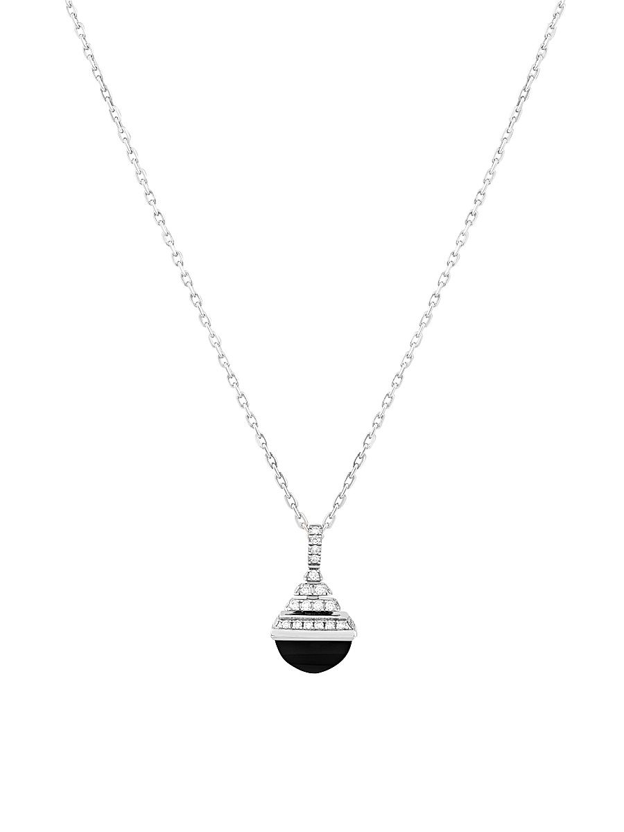 Women's Cleo 18K White Gold, Diamond & Black Onyx Pendant Necklace - White Gold