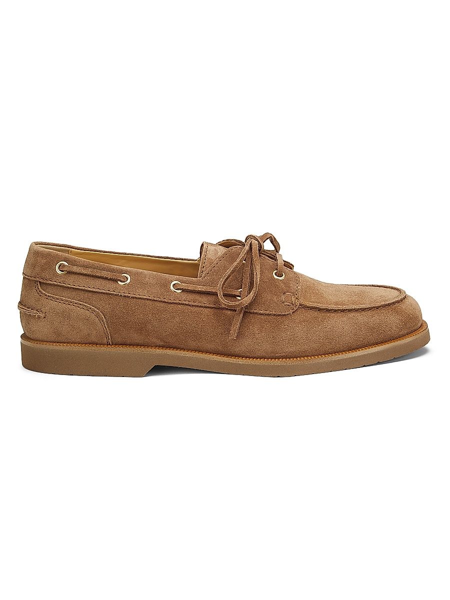 Men's Washed Suede Boat Shoes - Brown - Size 9