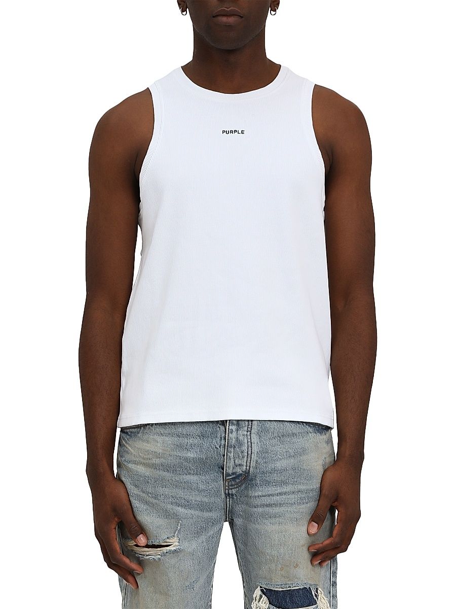 Men's Logo Knitted Tank - White - Size XL