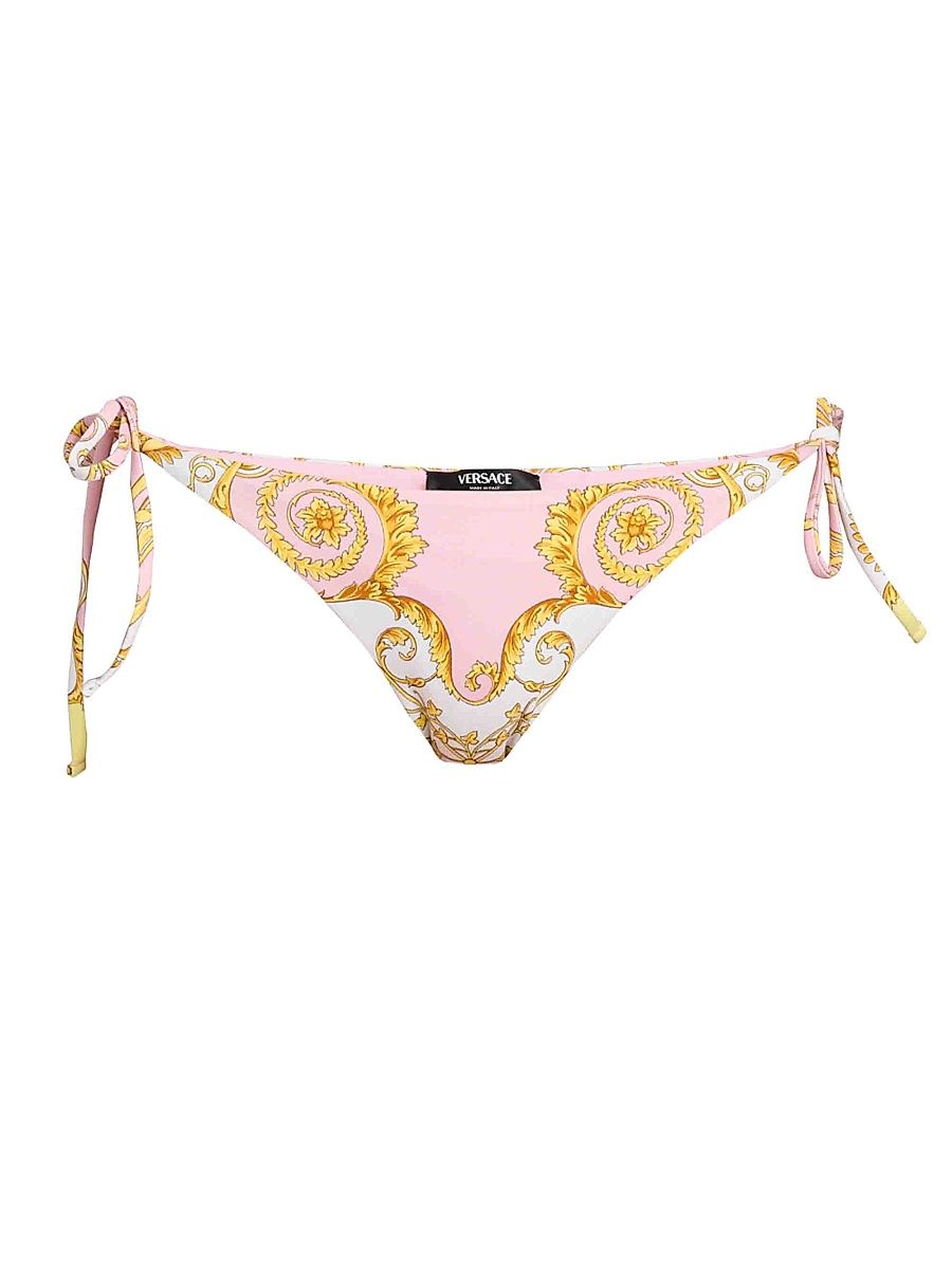 Women's Printed Tie Bikini Bottom - Pale Yellow Rose Quartz - Size XL
