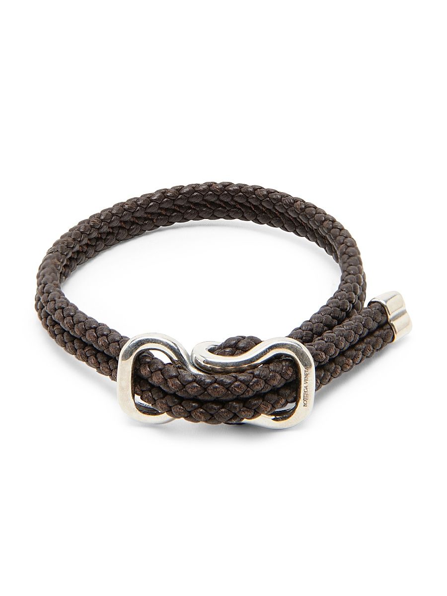 Men's Braided Leather Bracelet - Amber - Size Large