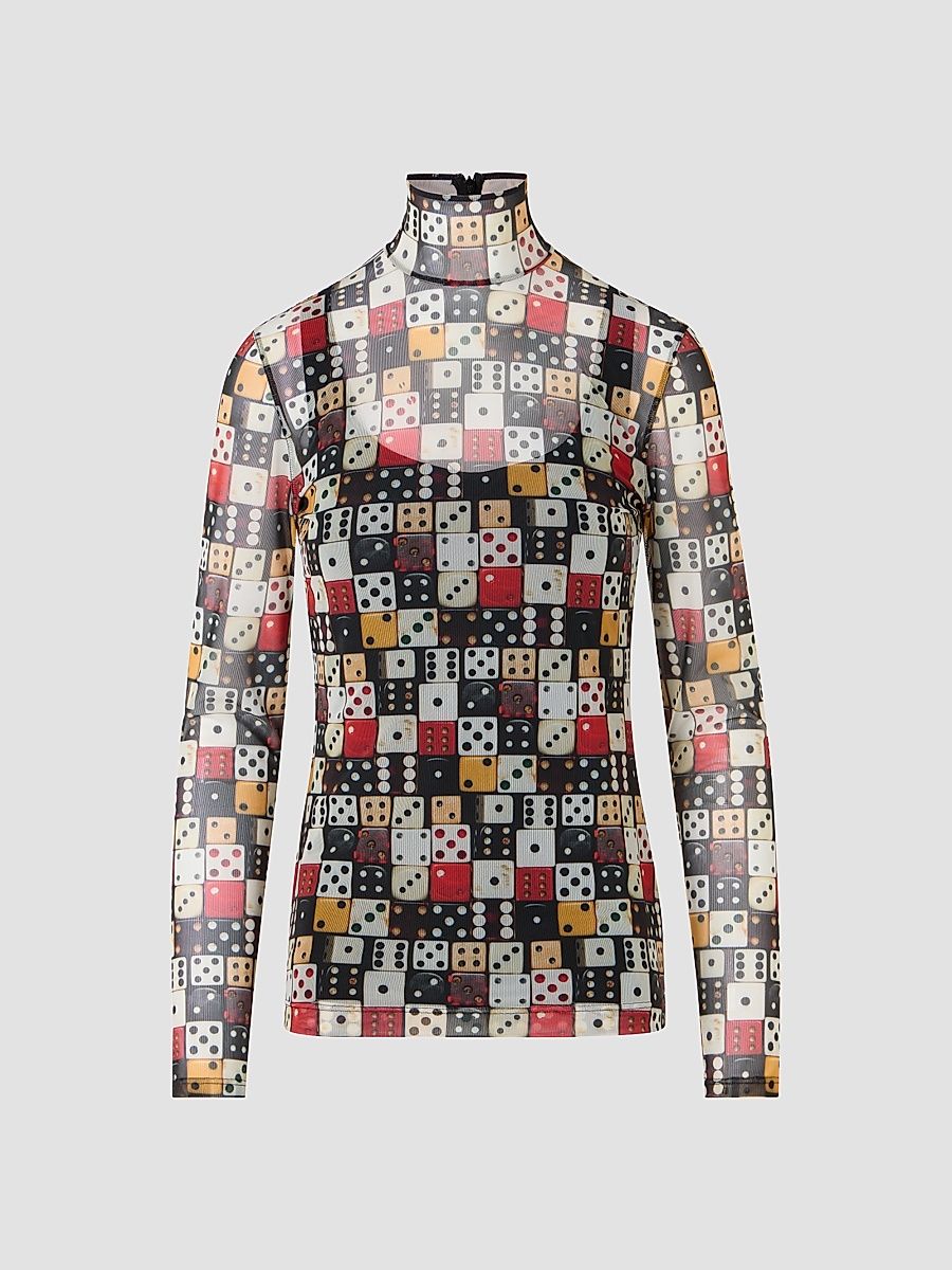 Women's Dice Print Tulle Top - Size 12