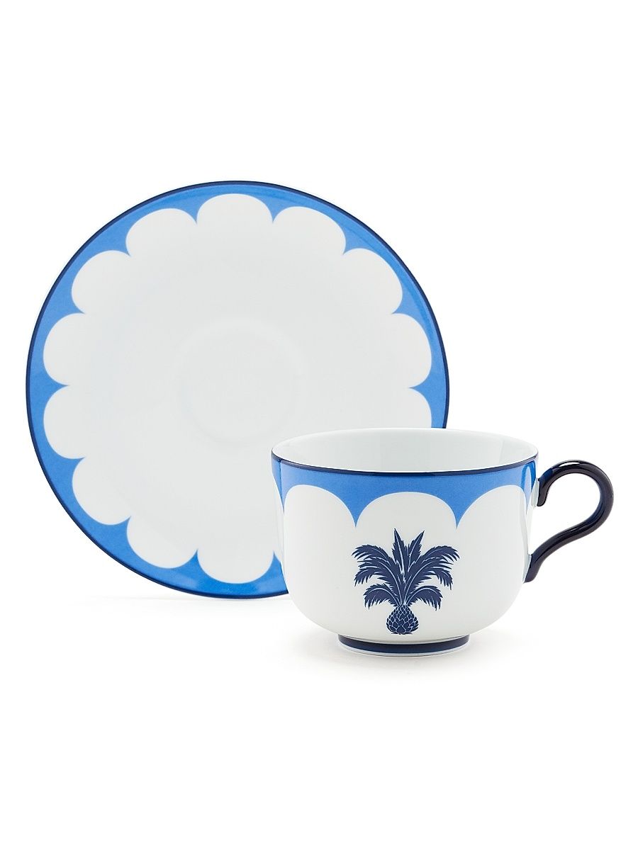 Jaipur 4-Piece Tea Cup & Saucer Set - Blue