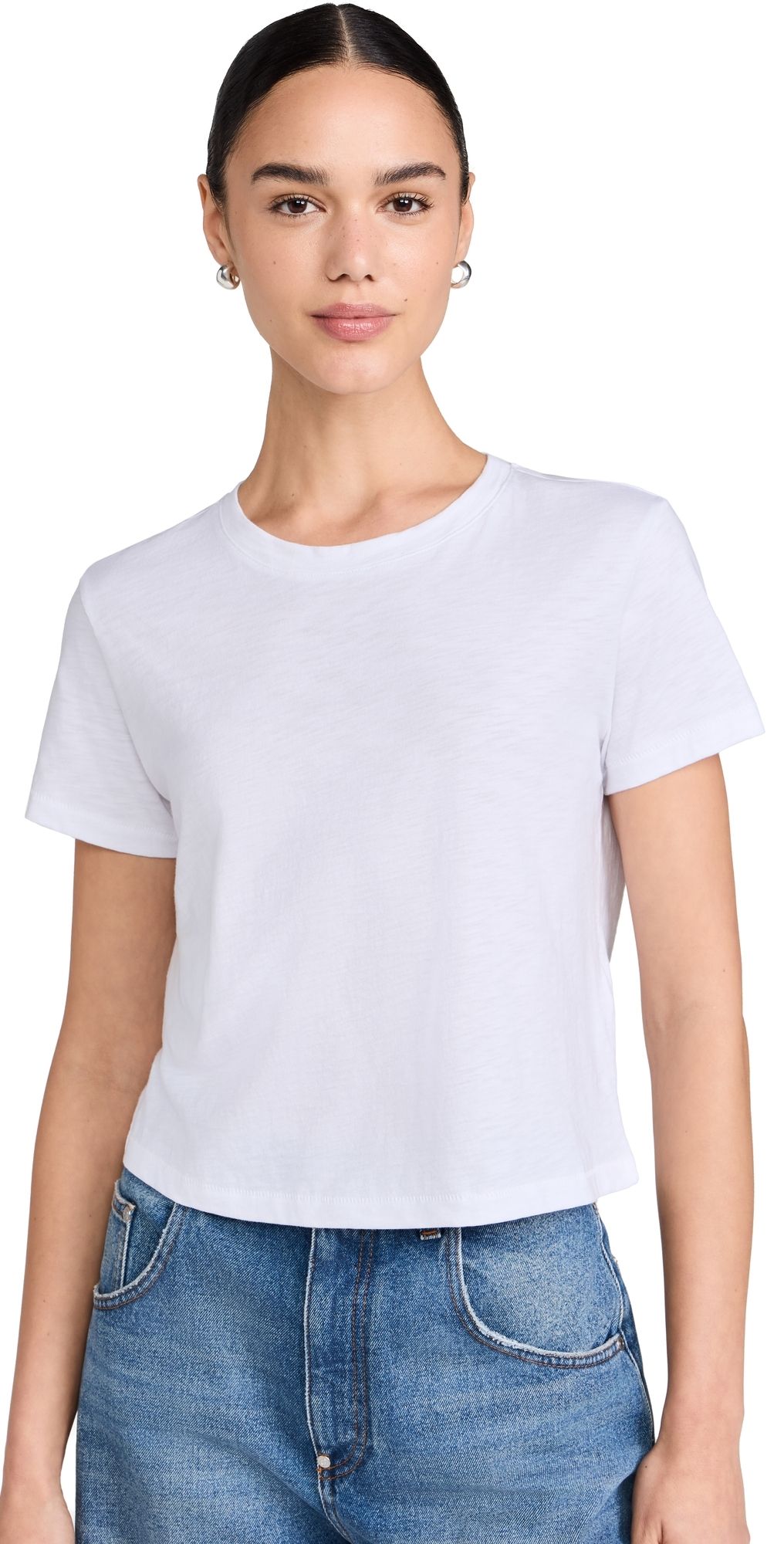 Madewell The Boxy Crop Tee in Soft Slub Jet Black XXS