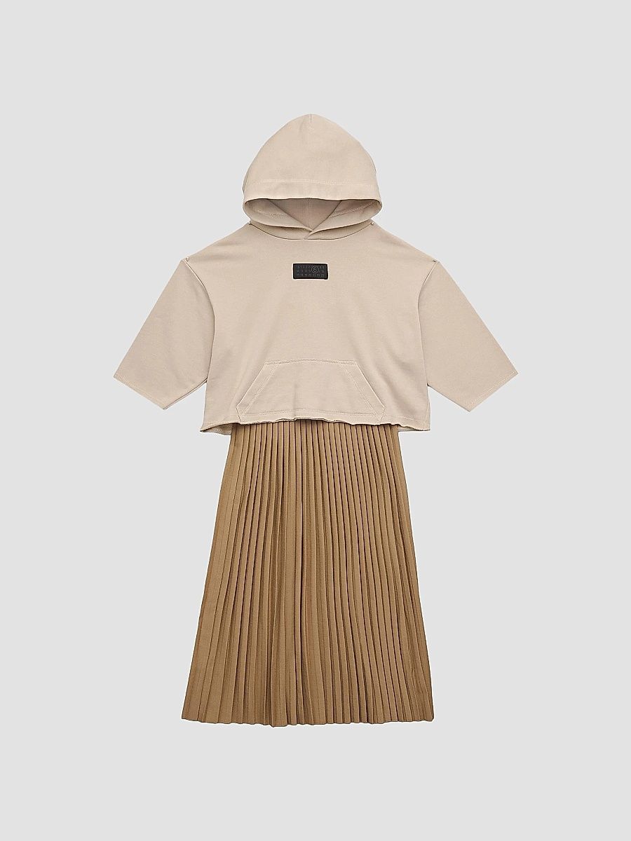 Little Girl's & Girl's Hoodie Pleated Dress - Brown - Size 8
