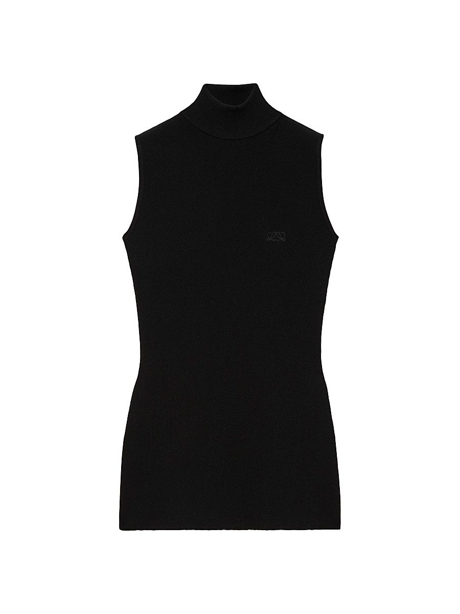 Women's Sleeveless Turtleneck Top - Black - Size Large