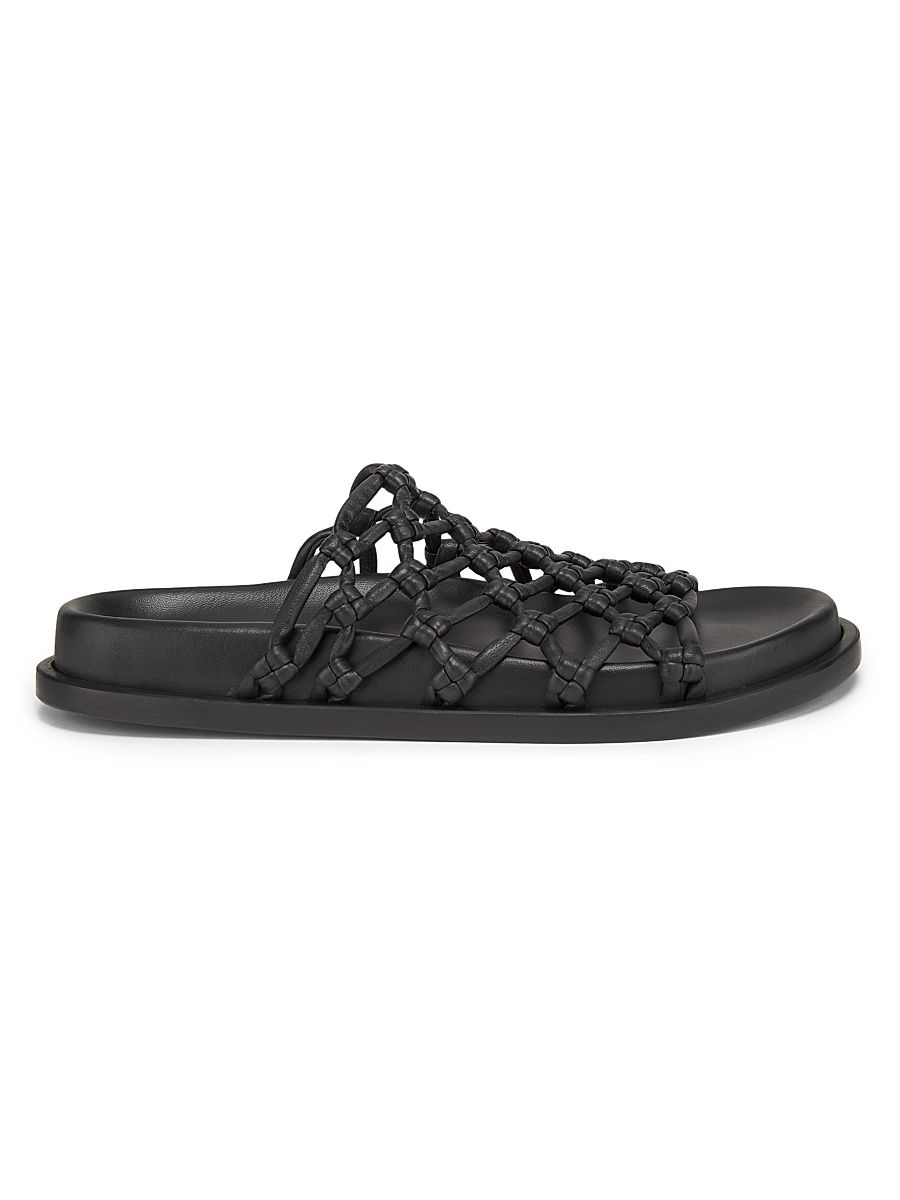 Women's Woven Leather Sandals - Black - Size 11