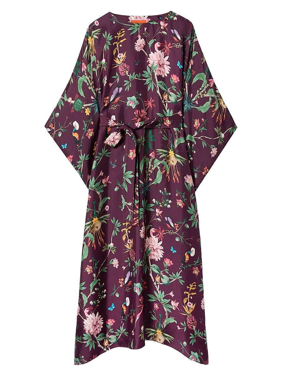 Women's Square Kaftan - Zooflora Bordeaux - Size Large