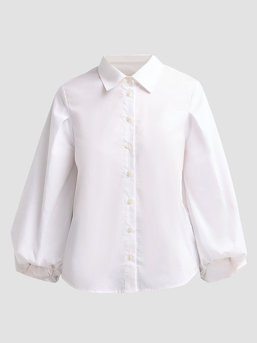 Women's Marina Cotton Blouson-Sleeve Top - Optic White - Size XS