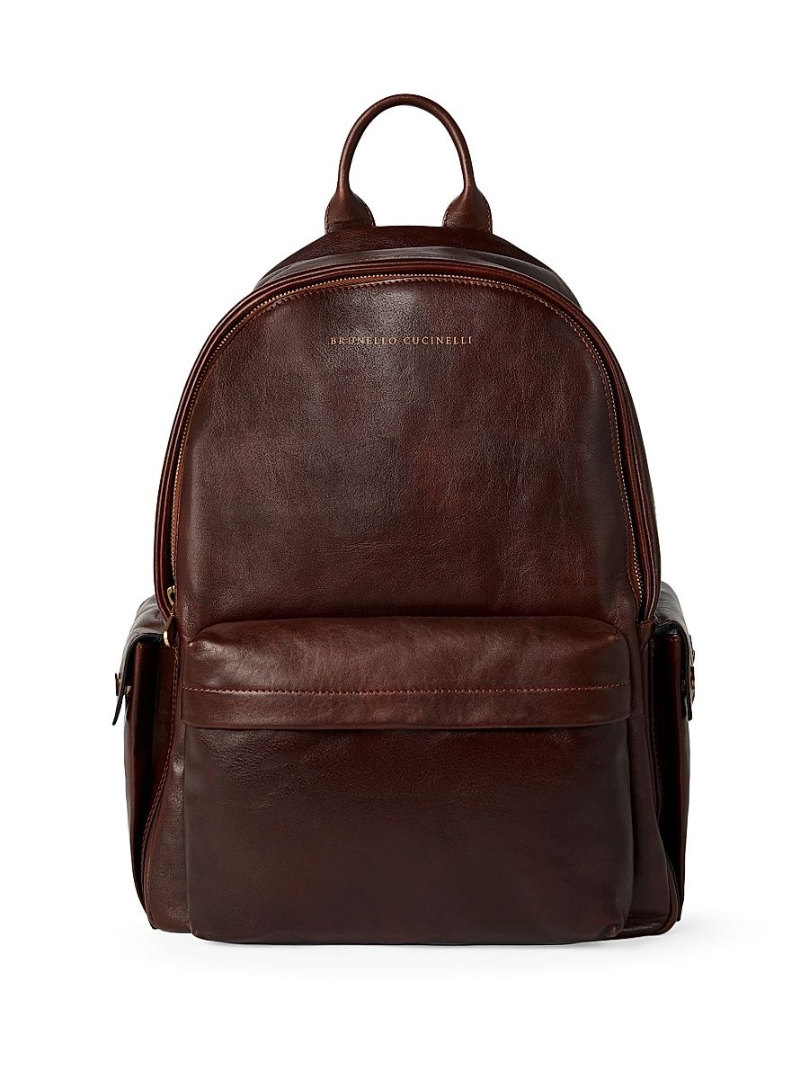 Men's Calfskin Travel Backpack - Burgundy