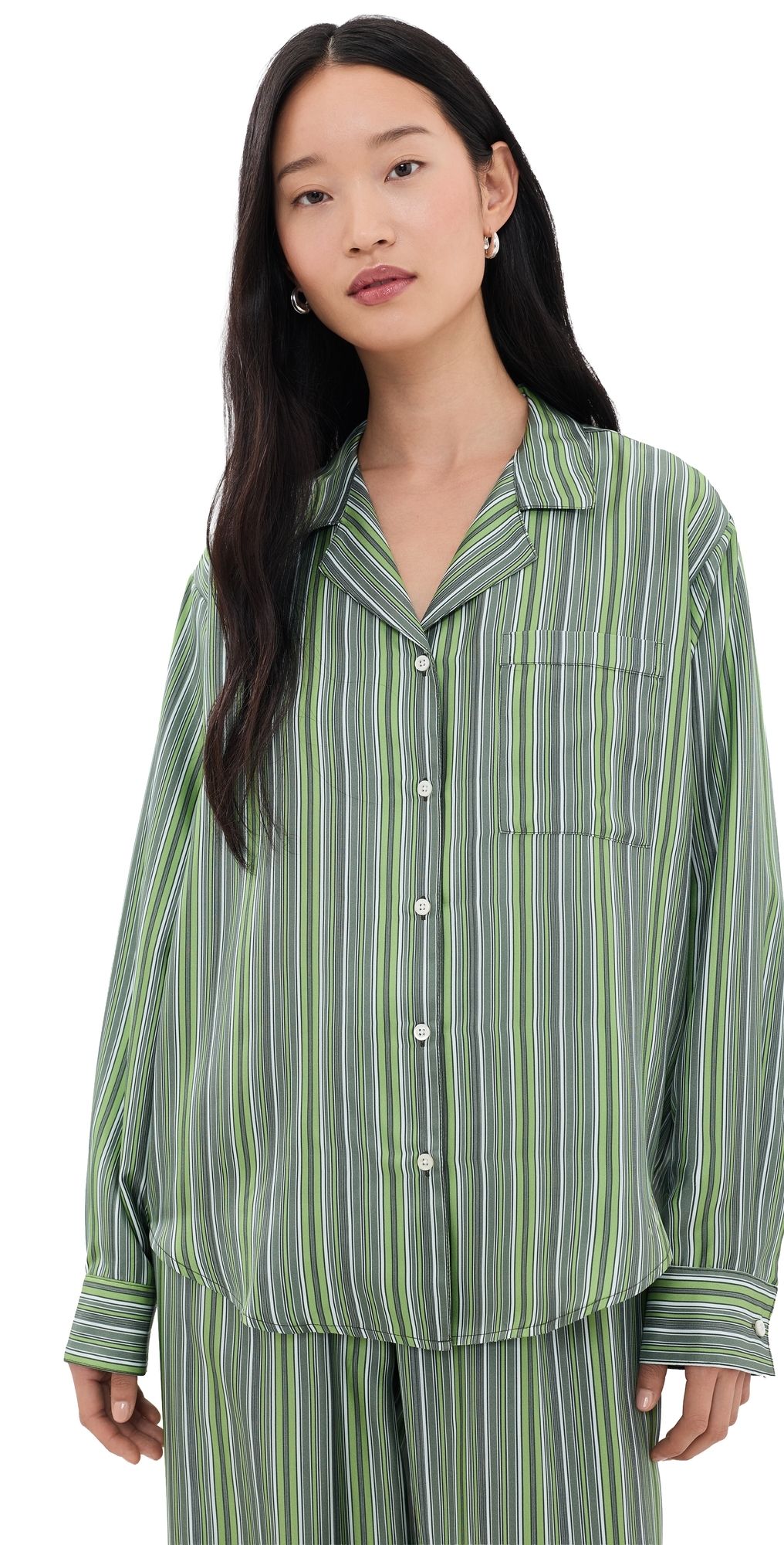 Comme Si Long Sleeve Notched Collar Shirt Abruzzo Stripe L