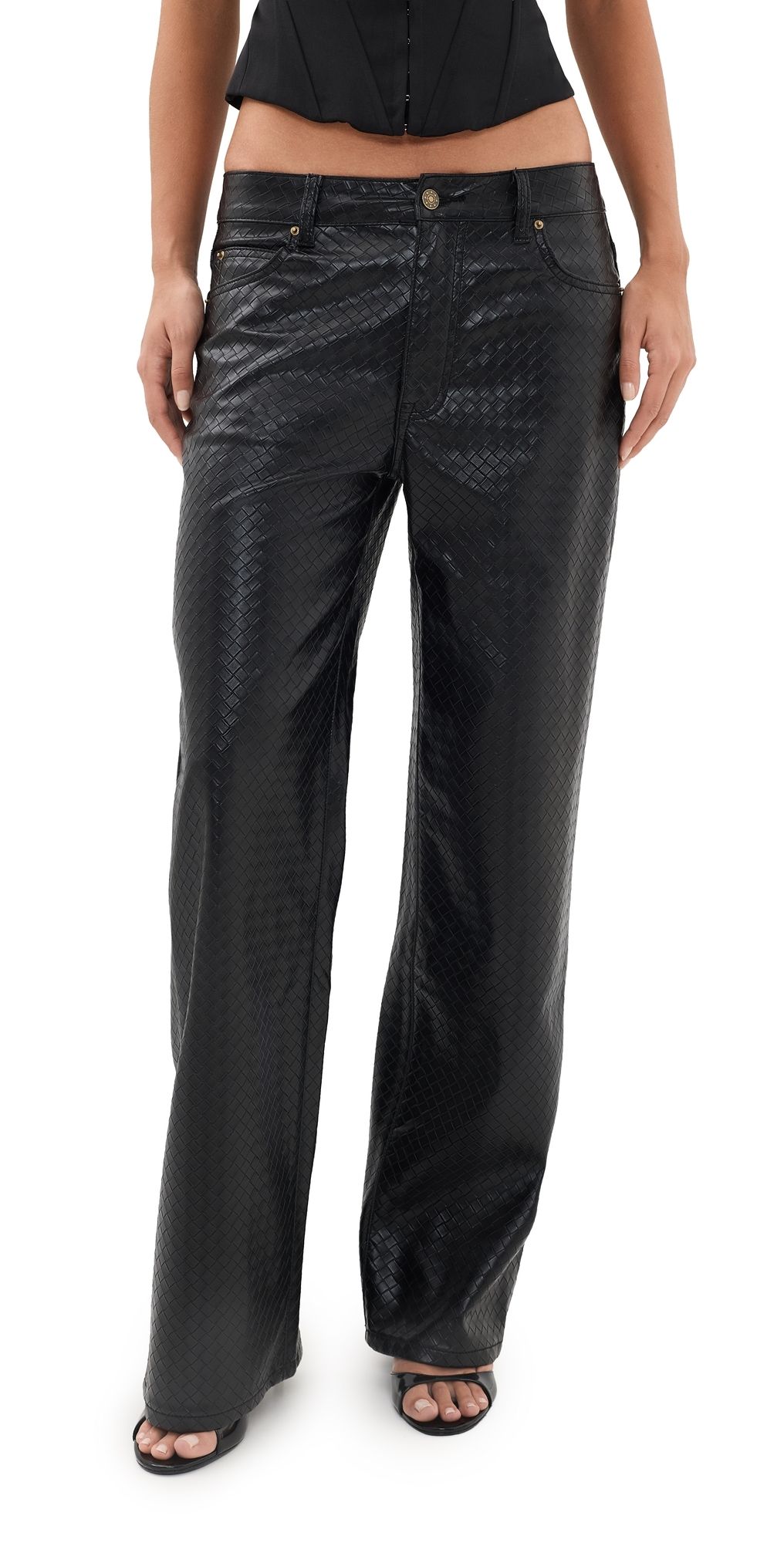 Lioness Top Model Faux Leather Pants Noir XS