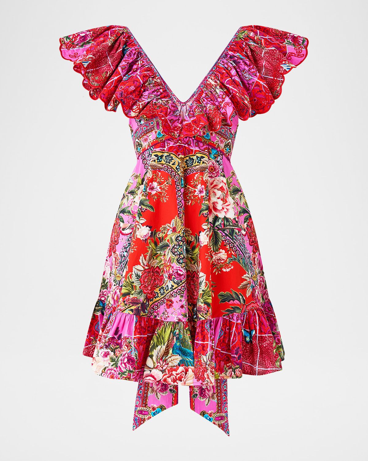 Heirloom Empire Frill-Neck Mini Dress