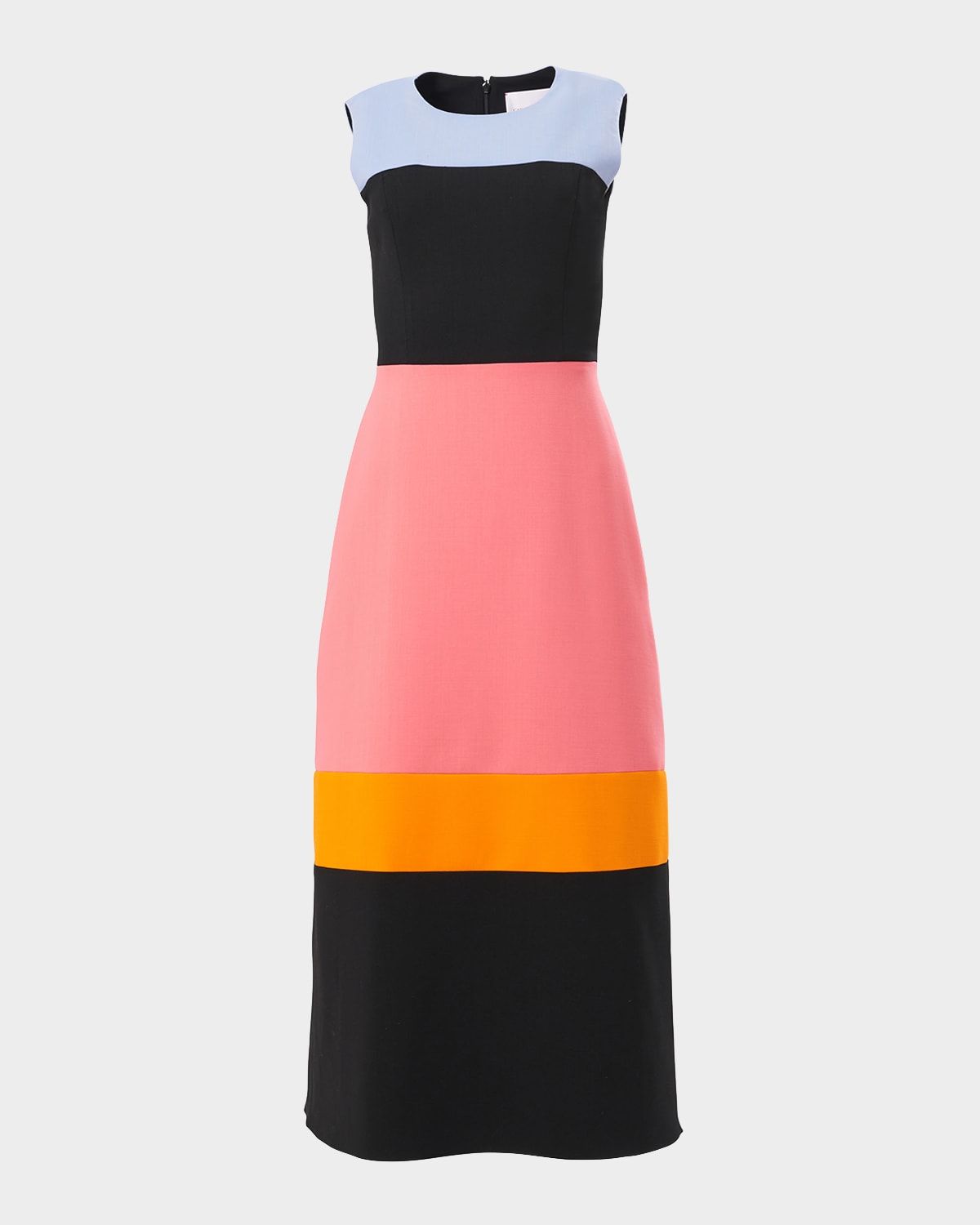 Colorblock Sleeveless A-Line Midi Dress