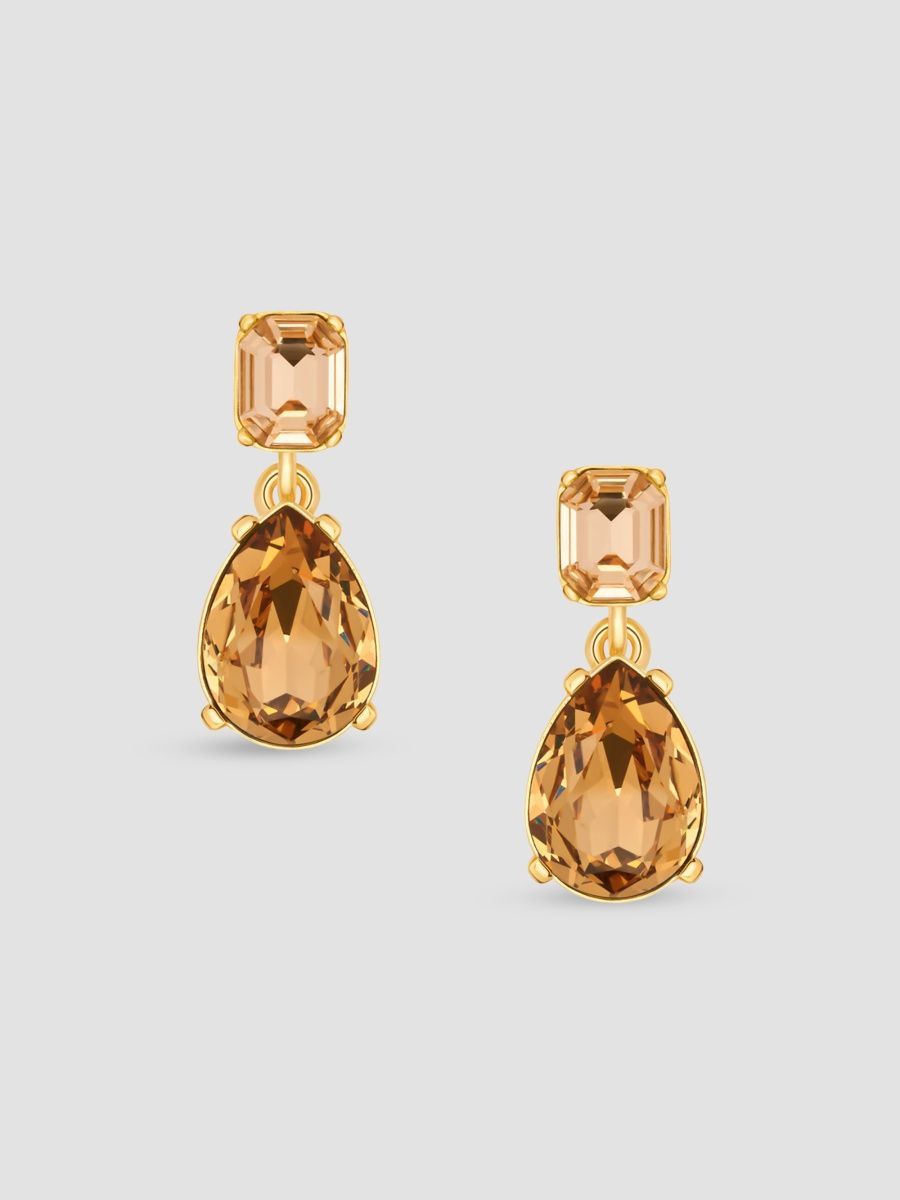 Oscar de la Renta Women's Goldtone & Glass Crystal Drop Earrings - Light Topaz