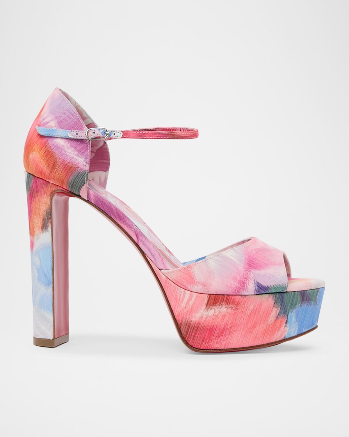 130mm Sandaloo Floral Satin Platform Sandals