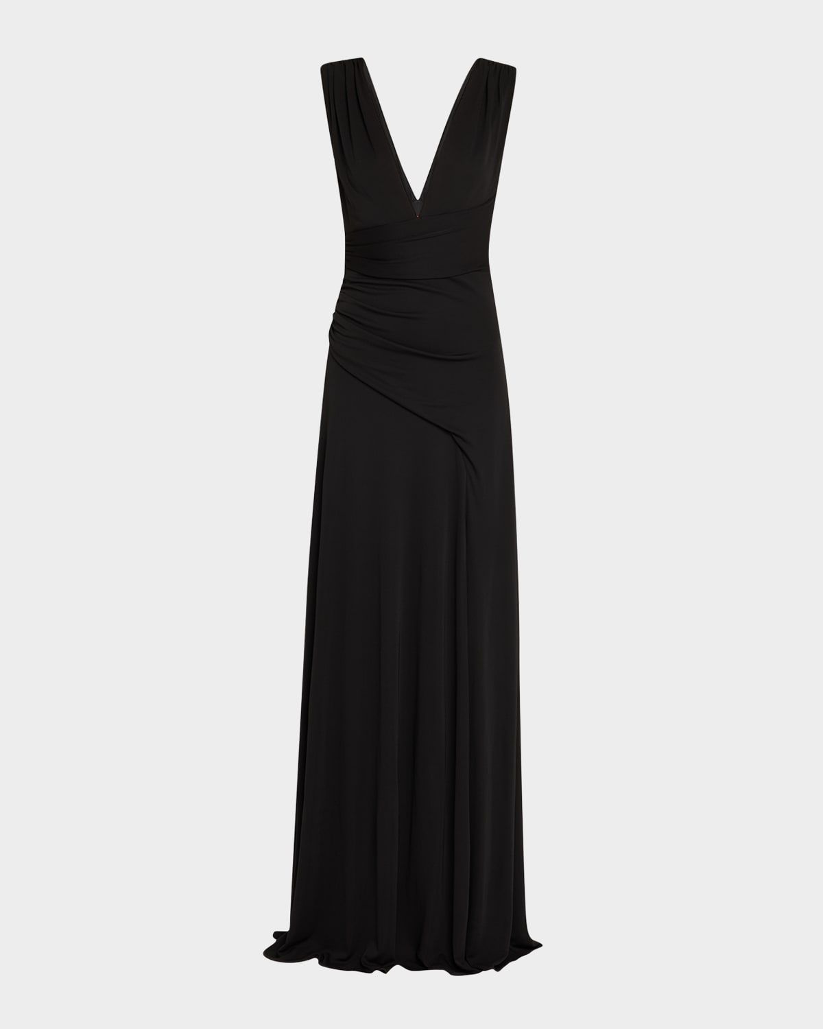 Alessia Plunging Draped Matte Jersey Gown