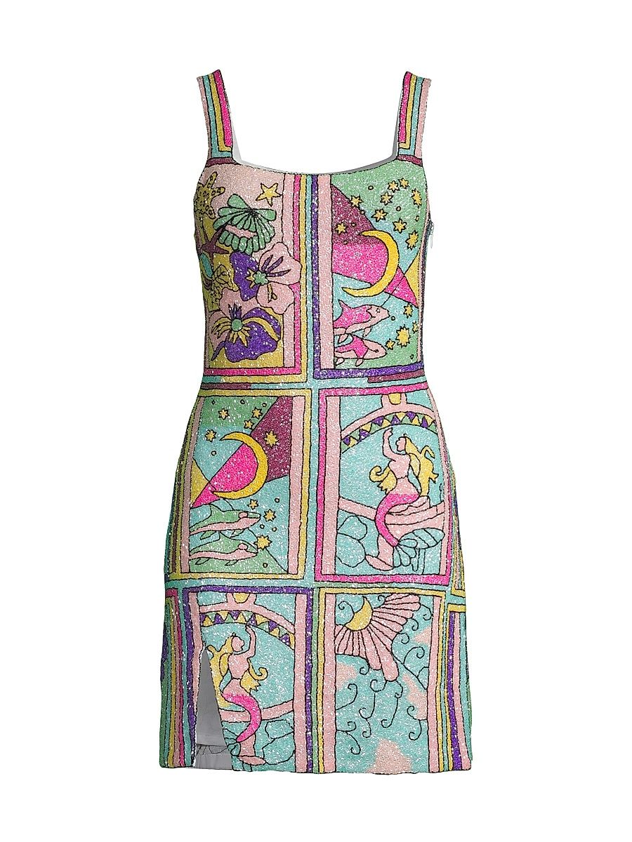 Women's Talia Hand-Embroidered Minidress - Mermaid - Size XS