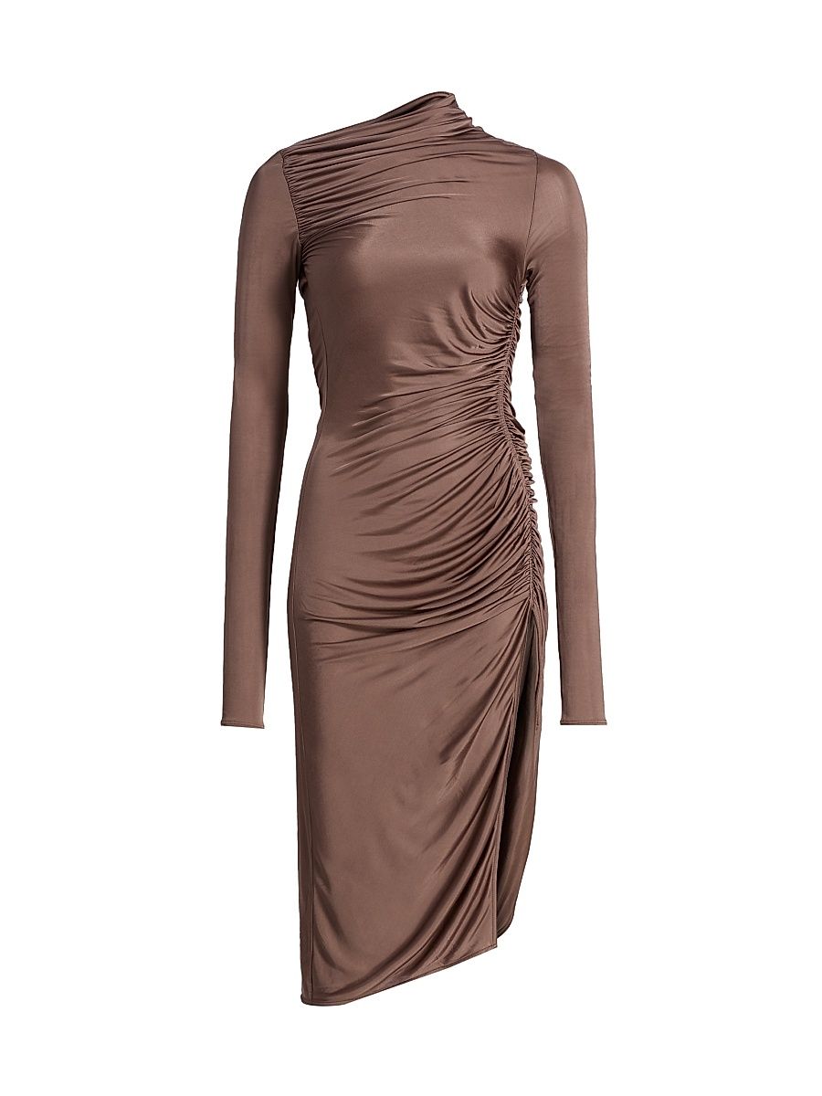 Women's Svita Asymmetric Ruched Midi-Dress - Mauve - Size 4