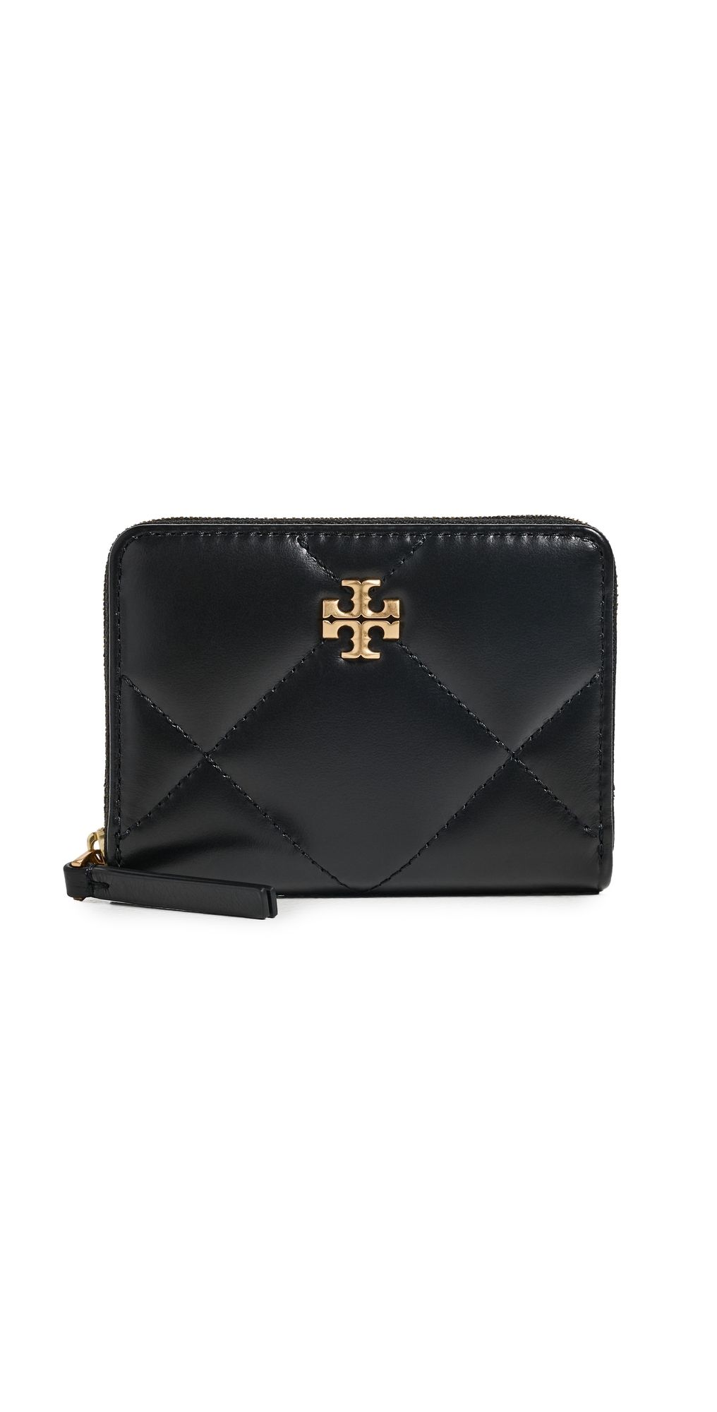 Tory Burch Kira Diamond Quilt Small Zip Around Wallet Black One Size