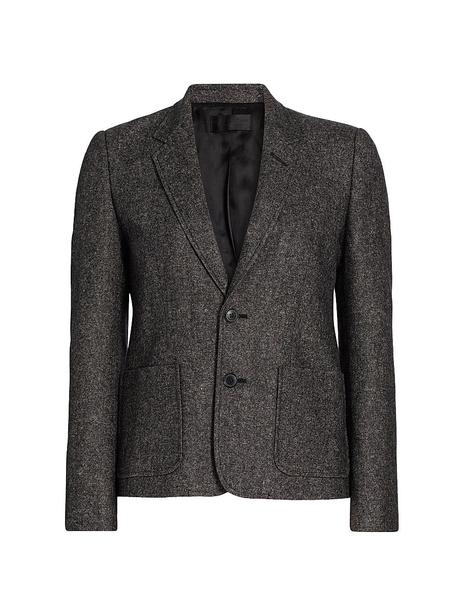 Women's Holden Cotton & Wool-Blend Single-Breasted Blazer - Graphite Donegal - Size 10