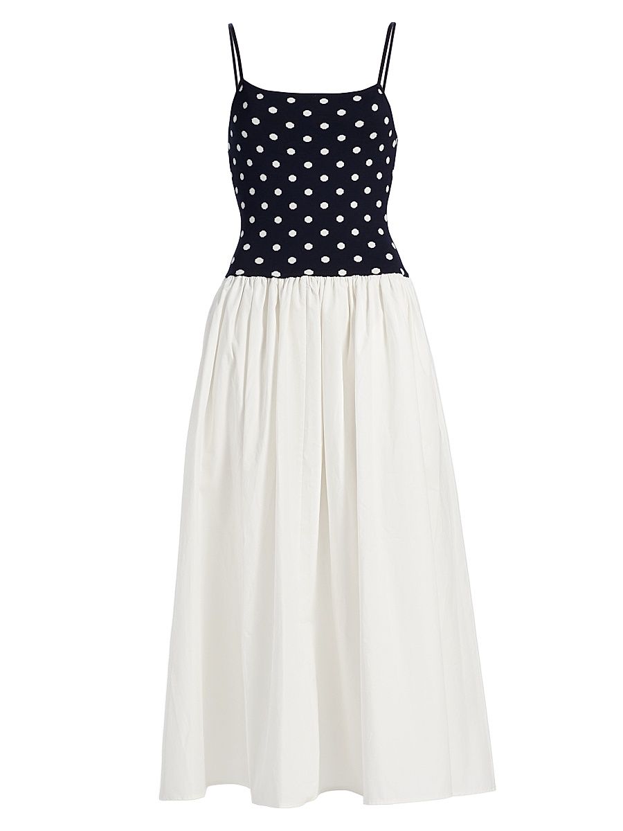 Women's Orielle Polka Dot Scoopneck Midi-Dress - Midnight Polka Dot Optic - Size Large
