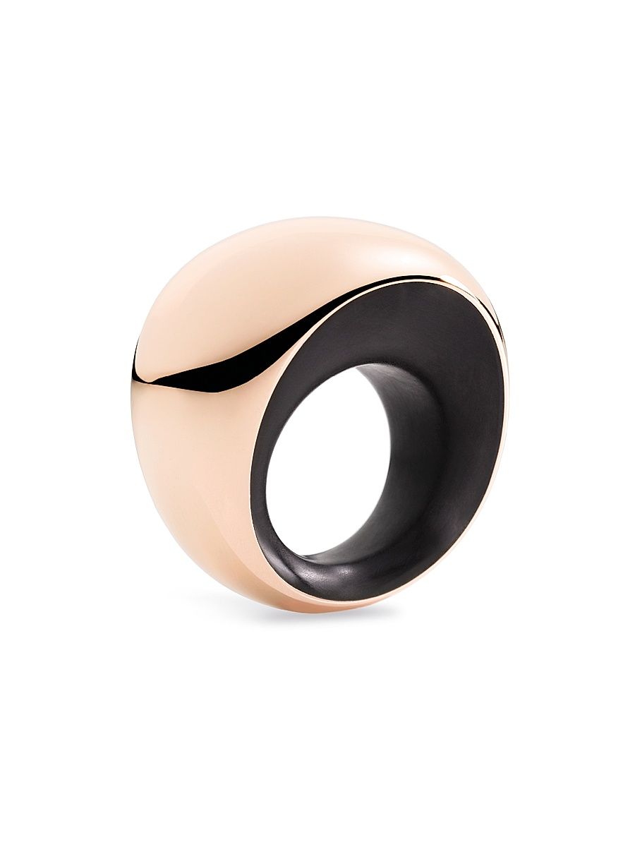 Women's Pirouette 18K Rose Gold, Jet & 0.01 TCW Diamond Ring - Rose Gold - Size 7.25