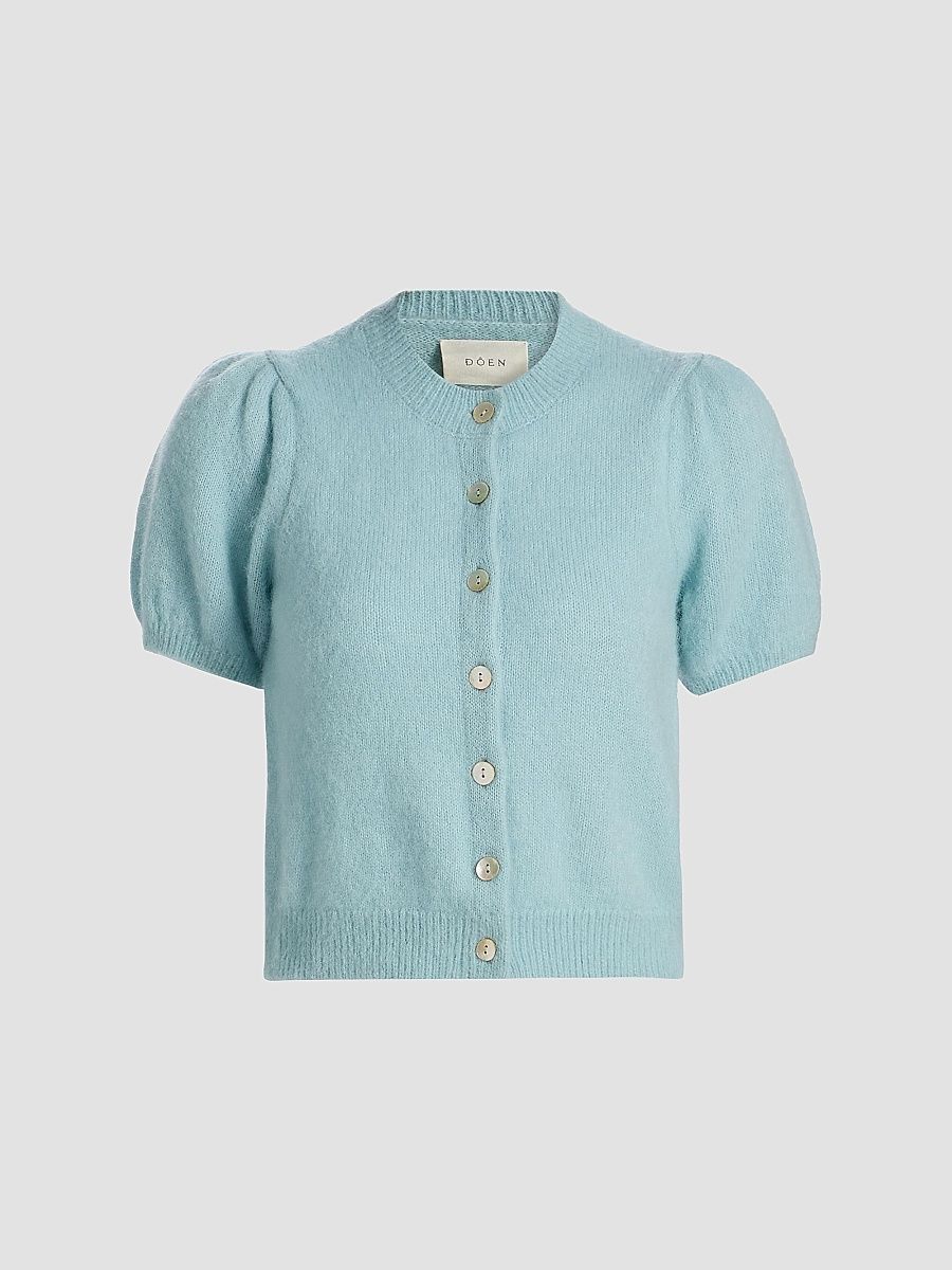 DÔEN Women's Anisa Alpaca-Wool Puff-Sleeve Cardigan - Glass Slipper - Size XS