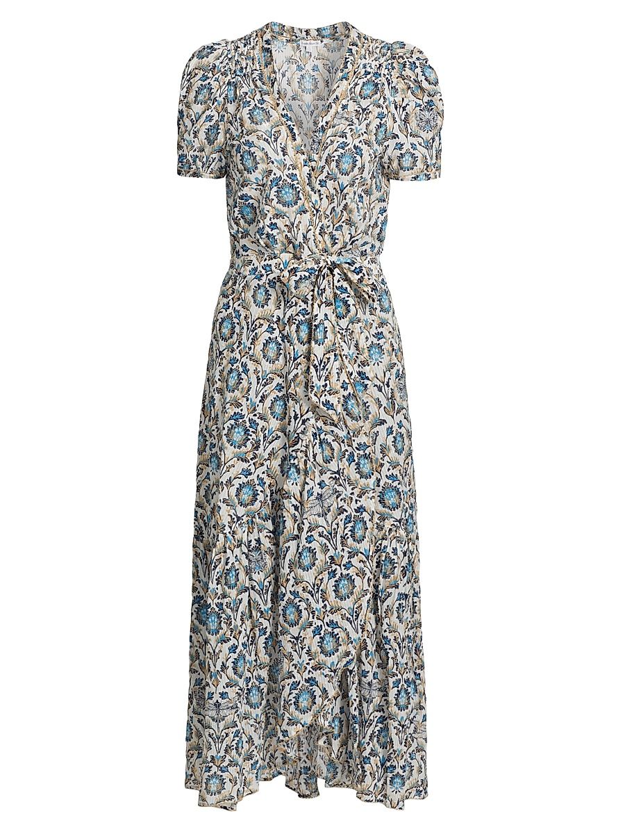 Women's Baba Shimmer Midi Wrap Dress - Black Victorian - Size XS