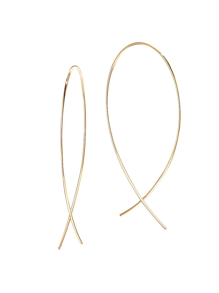 Women's 14K Yellow Gold Small Wire Upside Down Hoops