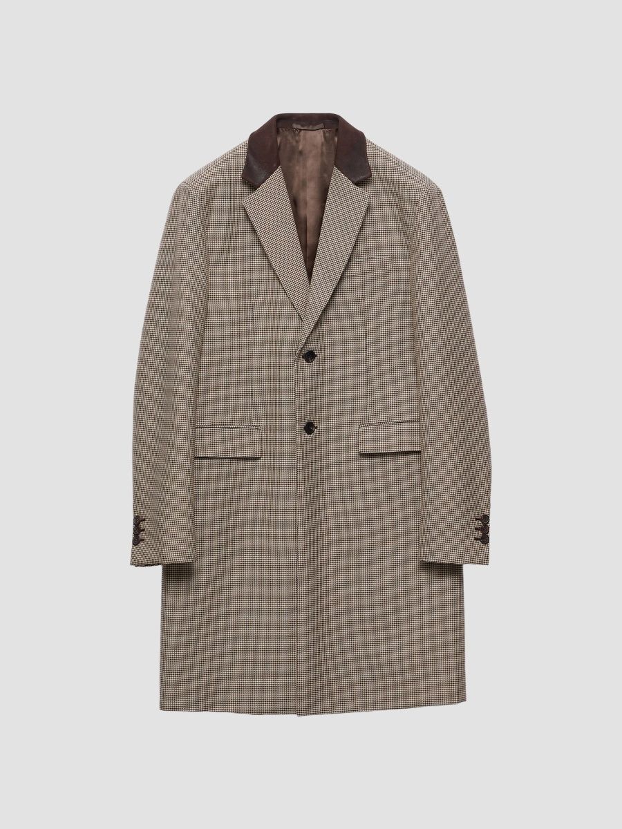 Prada Men's Single-Breasted Mohair Wool Coat - Brown - Size 42