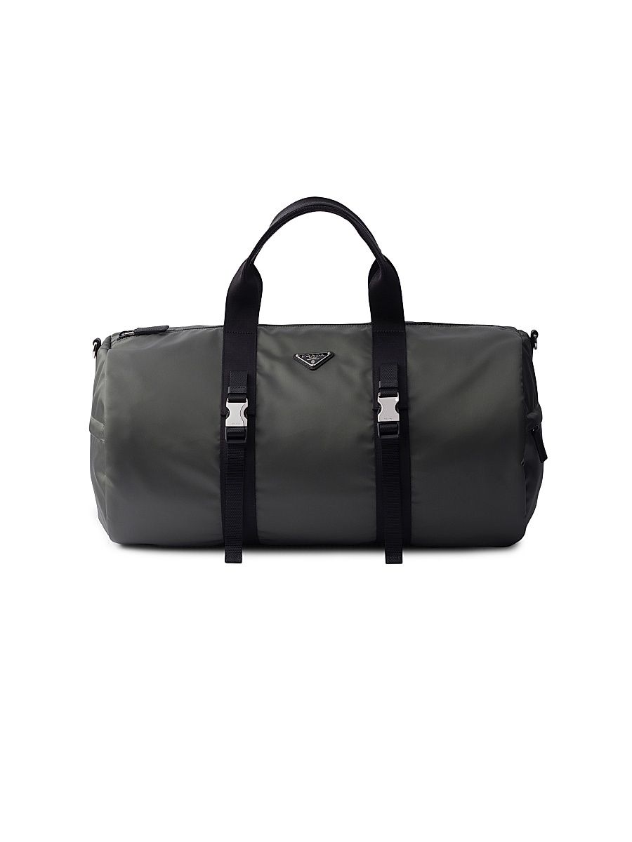 Men's Re-Nylon and Saffiano Leather Duffle Bag - Grey