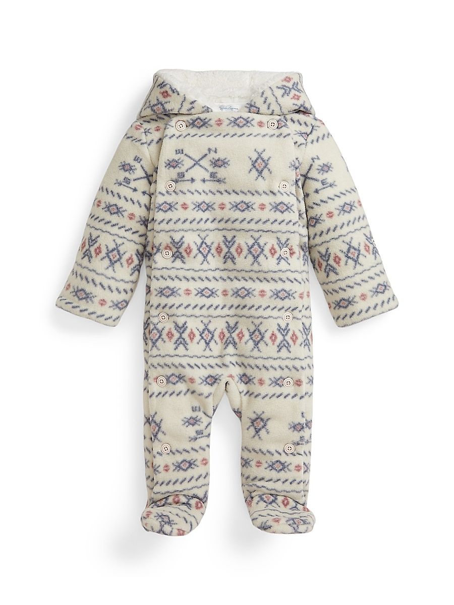 Baby's Geometric Patterned Fleece Bunting - Weathervane Fairisle Cream - Size 9 Months