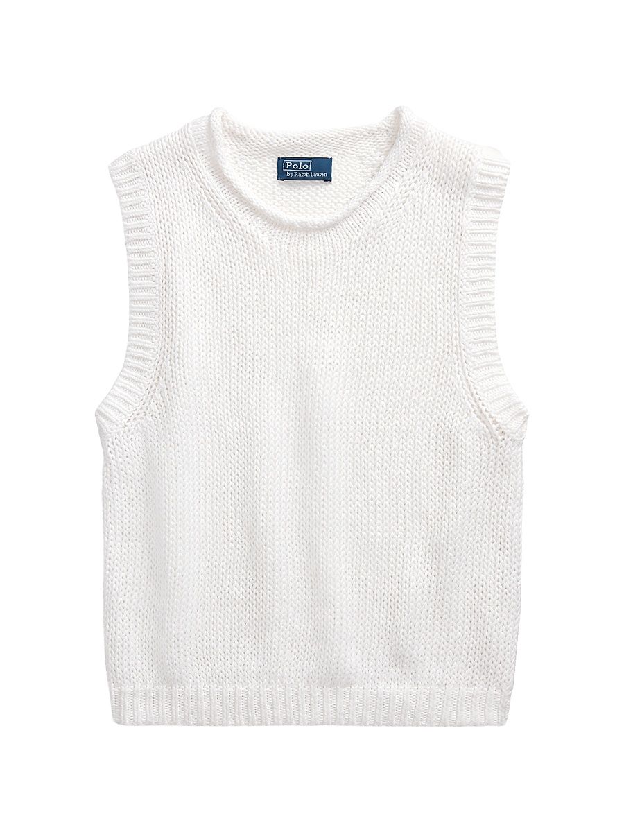 Women's Linen-Cotton Knit Sweater Tank - White - Size XL