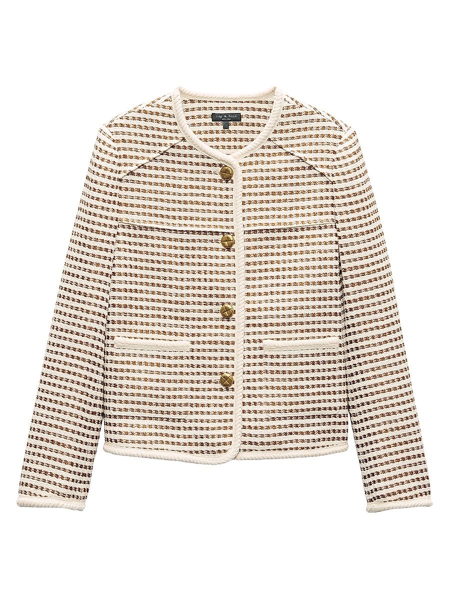Women's Mirabelle Tweed Jacket - Ivory Multi - Size Medium