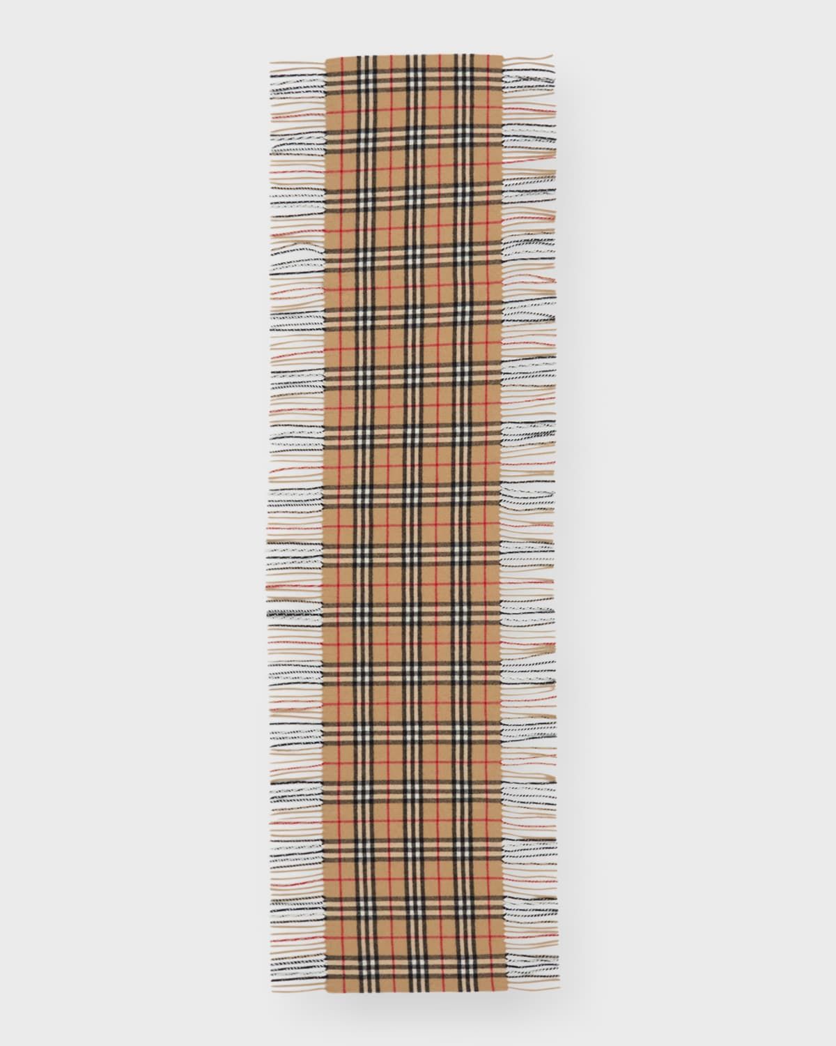 Vintage Check Fringe Cashmere Scarf