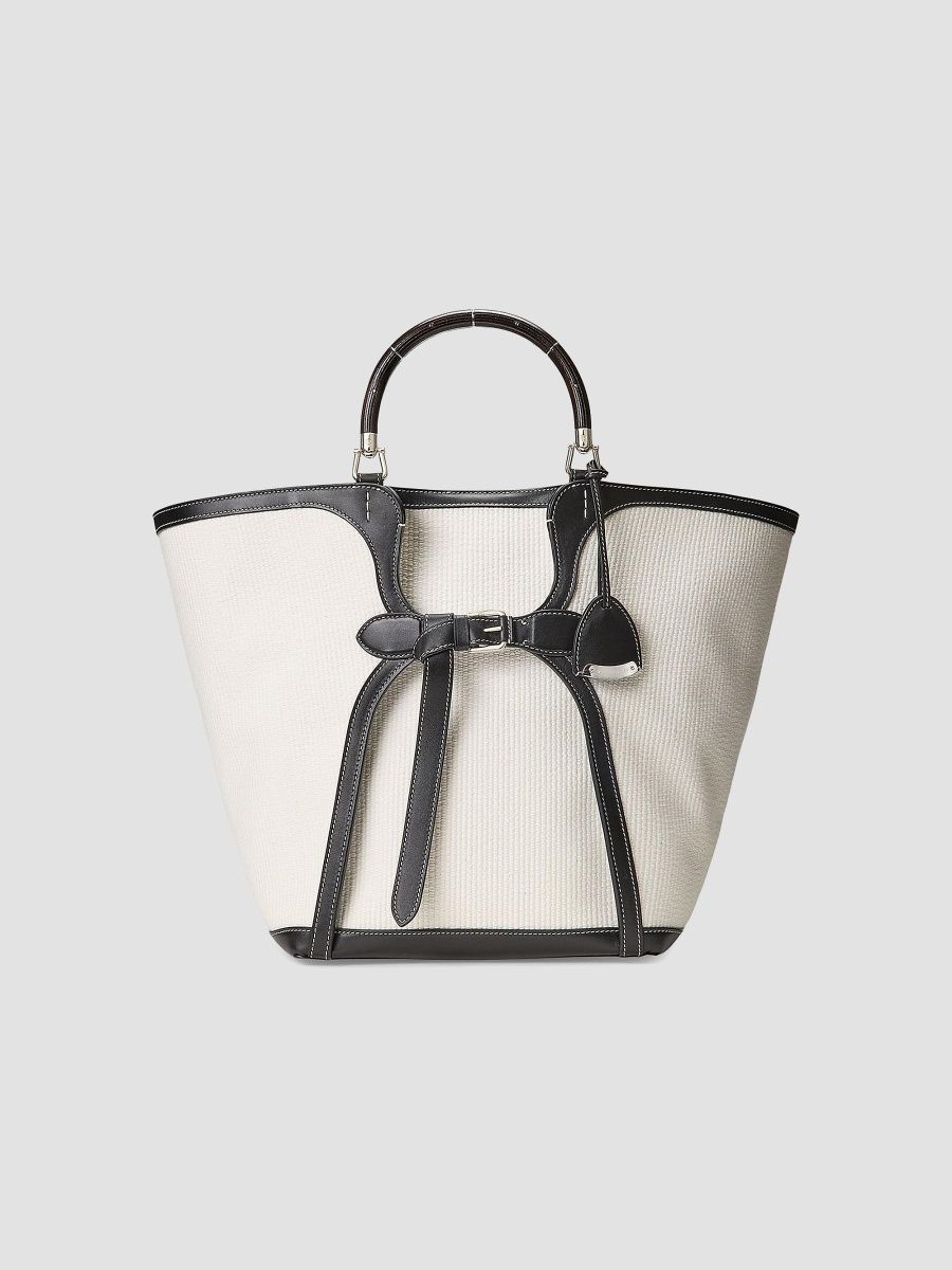 Ralph Lauren Collection Women's The Ralph Large Tote Bag - Cream Black