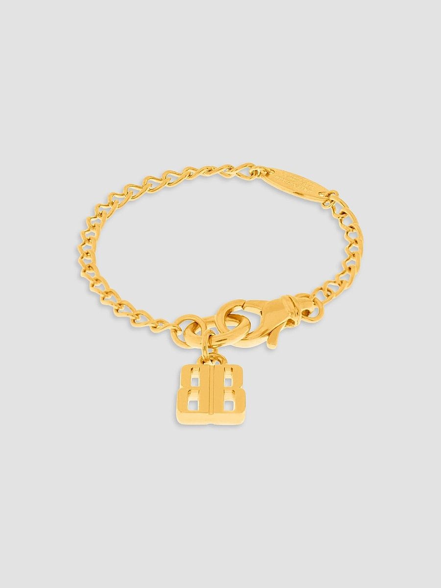 Balenciaga Men's Nano Thin Bracelet - Gold - Size Small