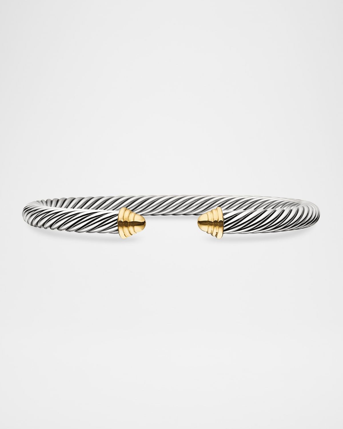 Cable Bracelet in Silver with 14K Gold, 5mm