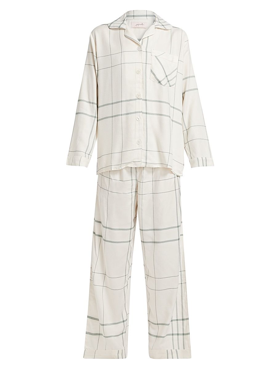 Women's Comfy Plaid Pajamas - Almond - Size Large