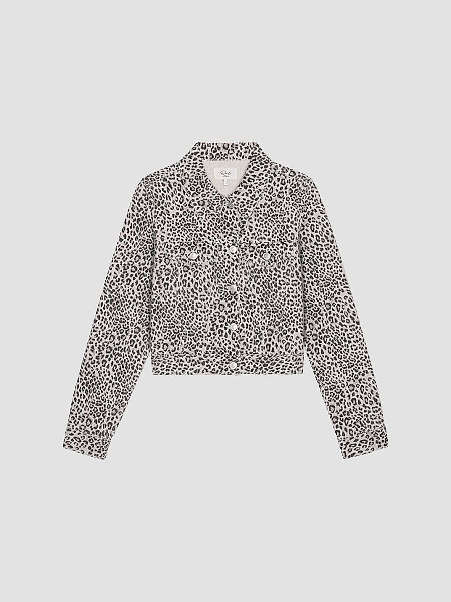 Rails Women's Brea Cheetah Print Denim Jacket - Ecru Cheetah - Size XL