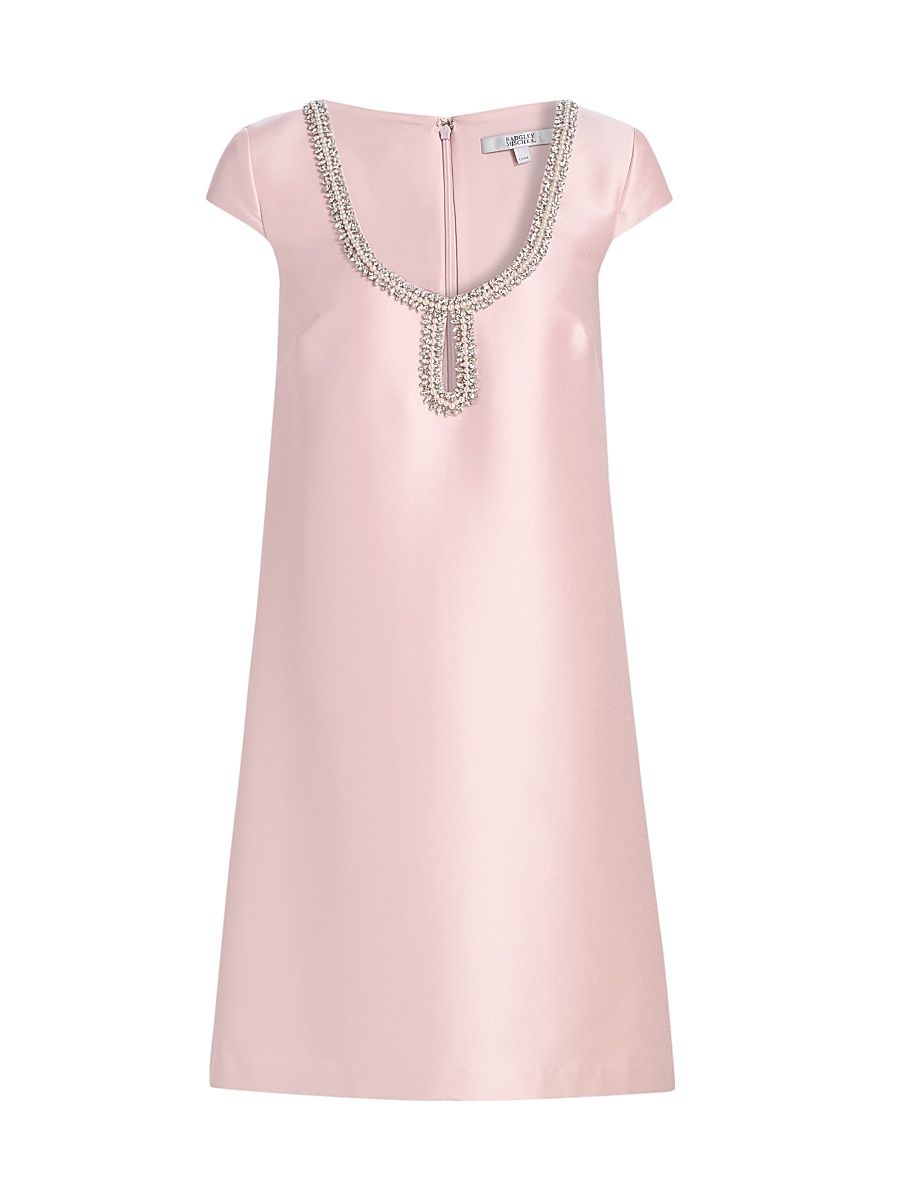 Women's Mikado Embellished Neck Cocktail Dress - Blush - Size 16